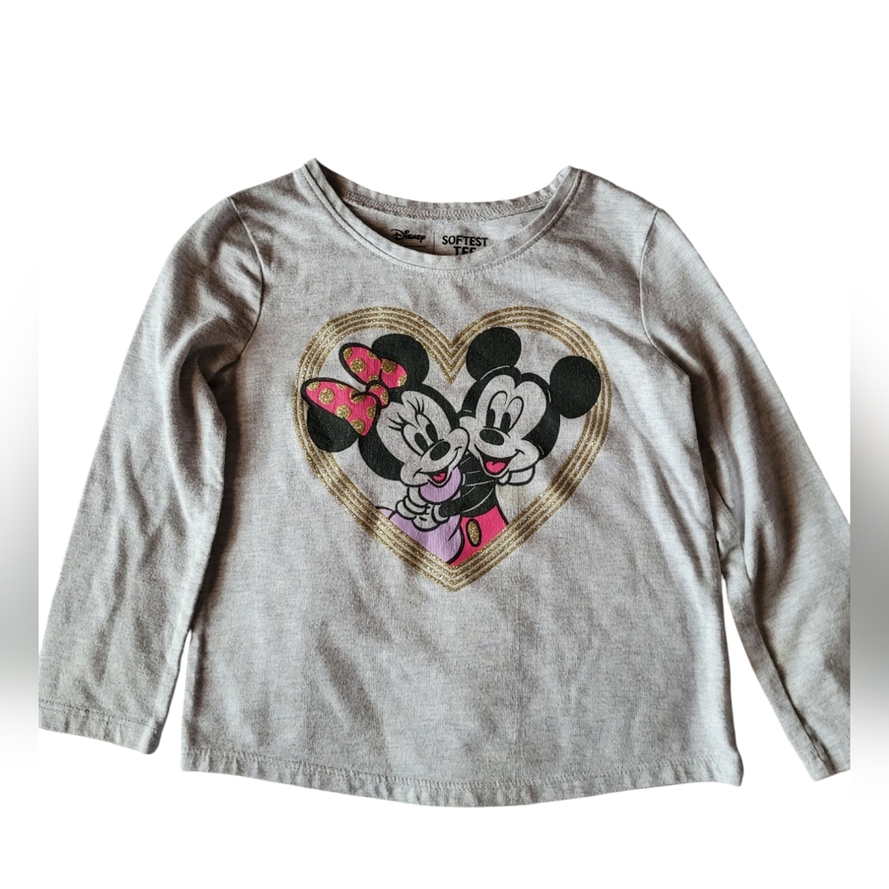 Disney Kids Gray Mickey & Minnie Long Sleeve Shirt Size 3T